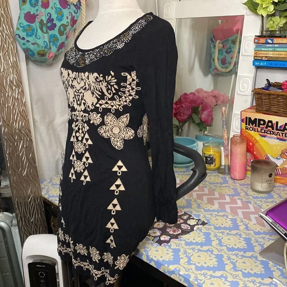 🌷 Tricotto🌷 Geometric Knit Sweater Dress - Picture 5 of 7